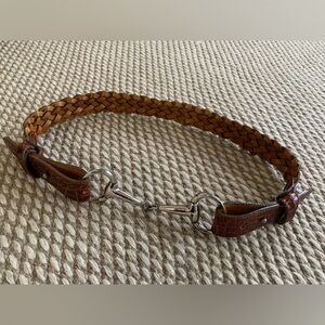 Joan and David mid-brown woven croc-print calfskin belt
